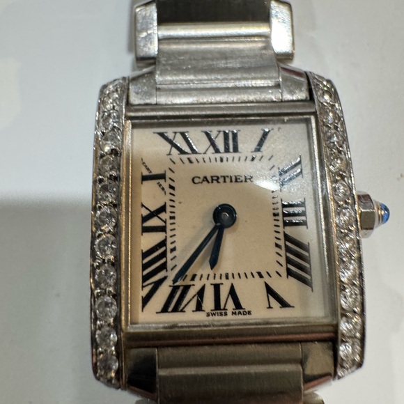 Cartier Stainless Steel, white face with a diamond bezel Women's Watch - Picture 3 of 7